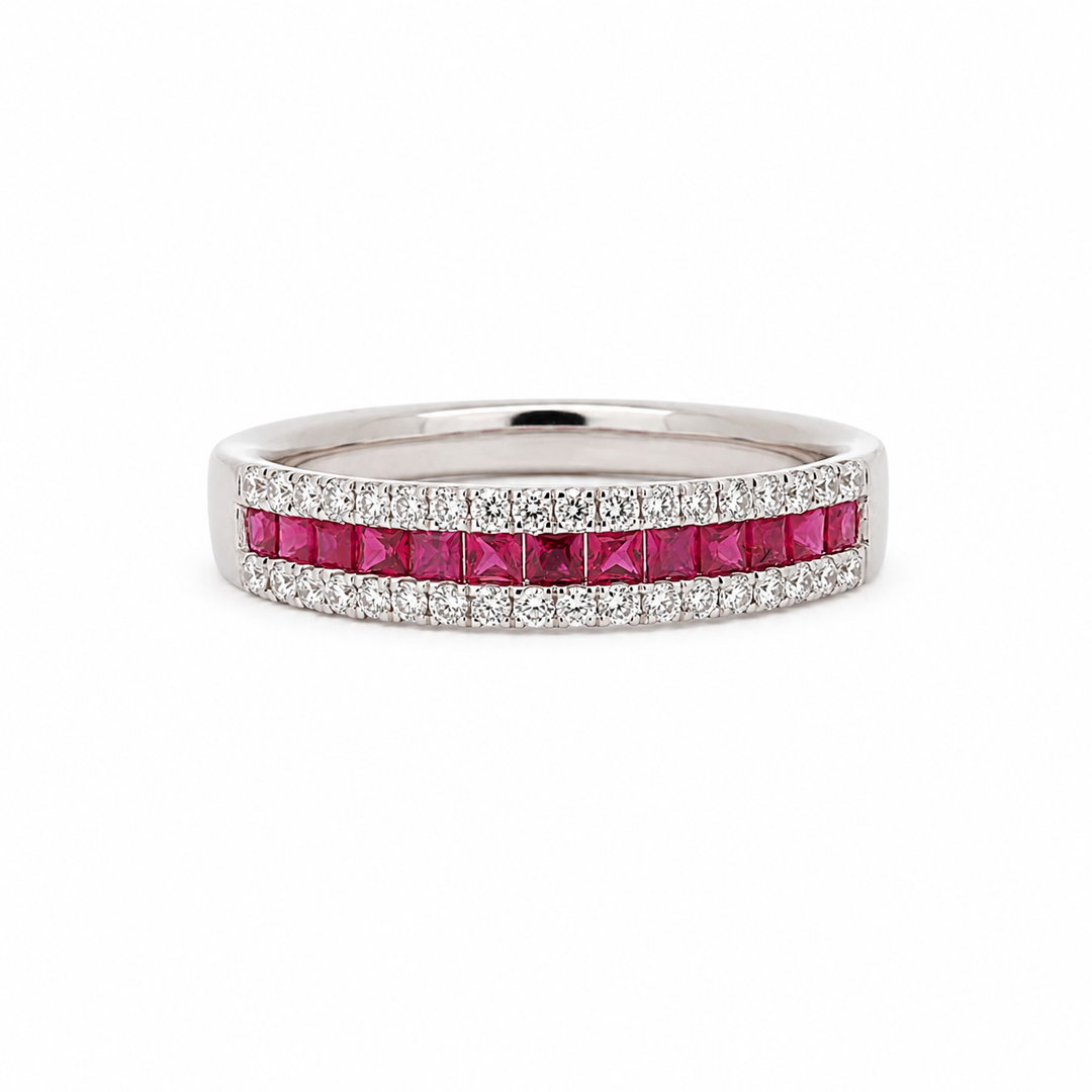 18K White Gold 0.44 CTW Ruby And 0.24 CTW Diamond Ring