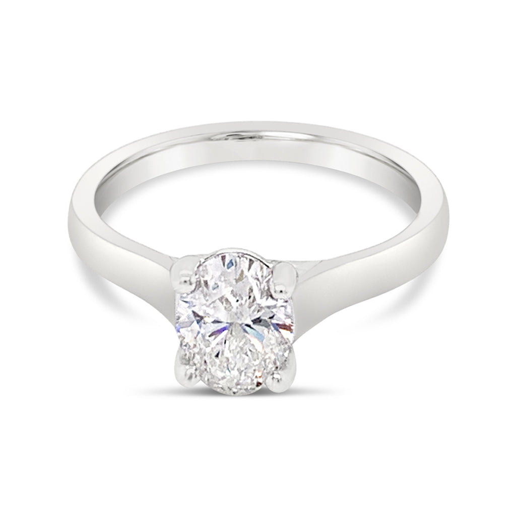 14K White Gold Oval Solitaire Engagement Ring Mount (420-00056)