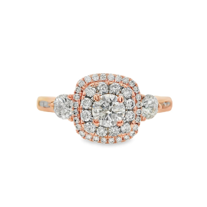 Estate - 14K Rose Gold 0.95 CTW Diamond Engagement Ring, Size 7