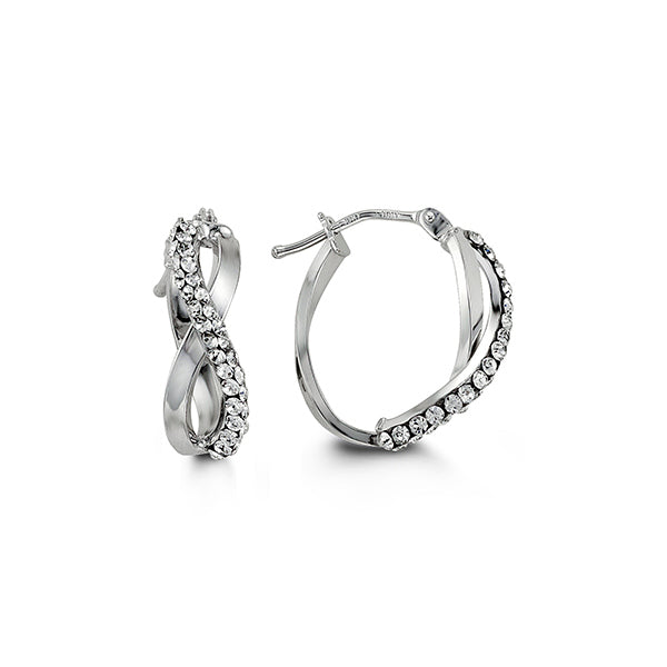 10K White Gold Small Oval Hoop Earrings