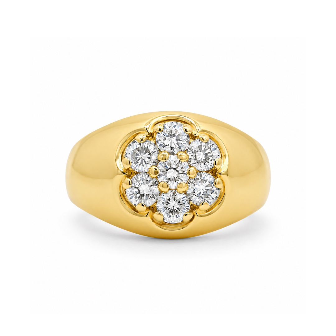 Estate - 10k Yellow And White Gold 0.96 CTW Diamond Ring, Size 9