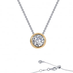 Sterling Silver And Yellow Gold Plated Cubic Zirconia Necklace