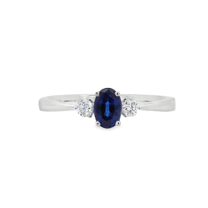 18K White Gold 0.59 CTW Sapphire And 0.13 CTW Diamond Ring