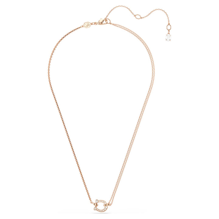 Swarovski Symbolica Rose Gold-Tone Plated Horseshoe Necklace With Clear Crystals 5741462