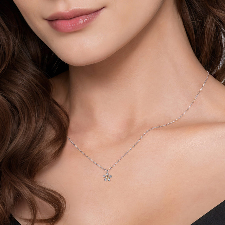 Sterling Silver Gabriel & Co. 14K Yellow Gold and Sterling Silver Diamond Necklace