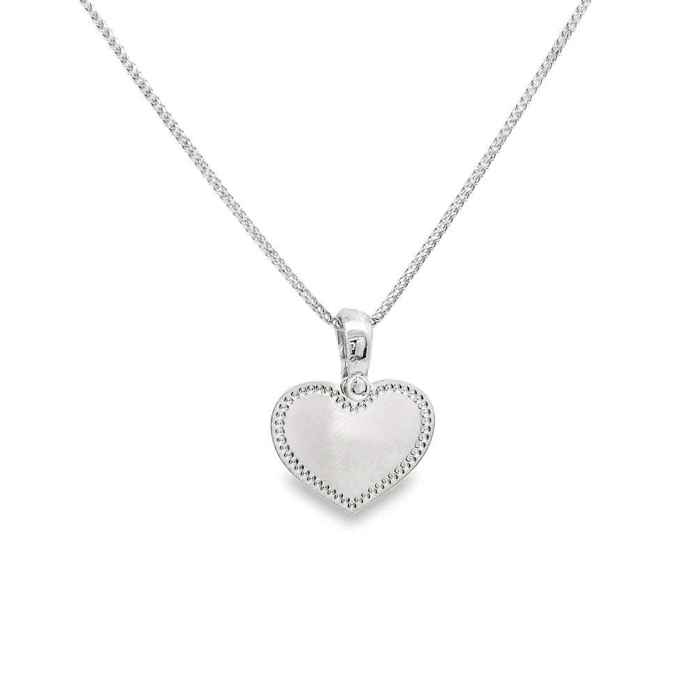 14K White Gold Beaded Edge Small Heart Pendant