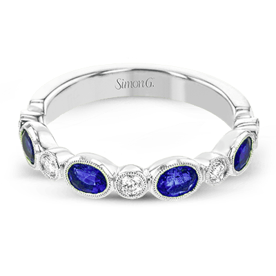 18K White Gold 0.81 CTW Sapphire And 0.15 CTW Diamond Ring