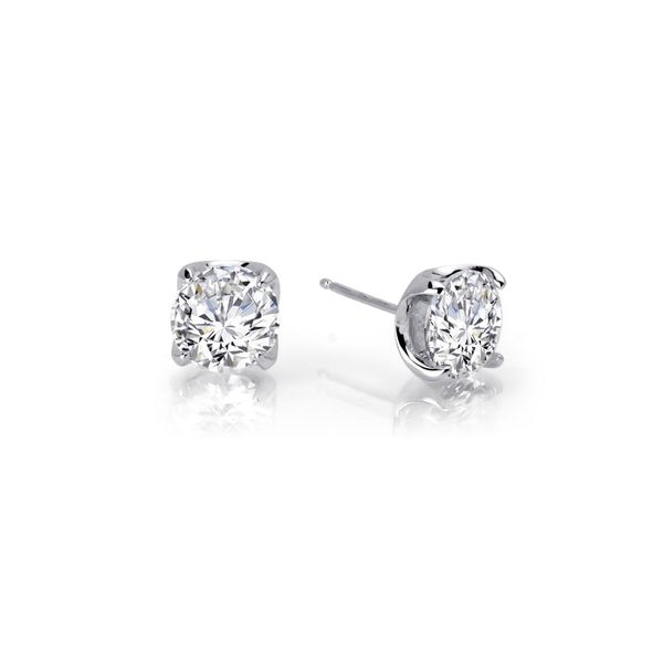 Lafonn Sterling Silver Round Cubic Zirconia 4-Claw Set Stud Earrings