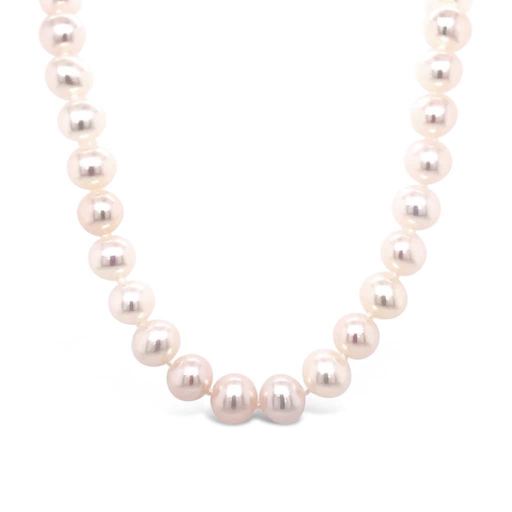 Women's Single Strand 20" 7-7.5mm White Fresh Water Cultured Pearl Necklace With 14 Yellow Gold Clasp