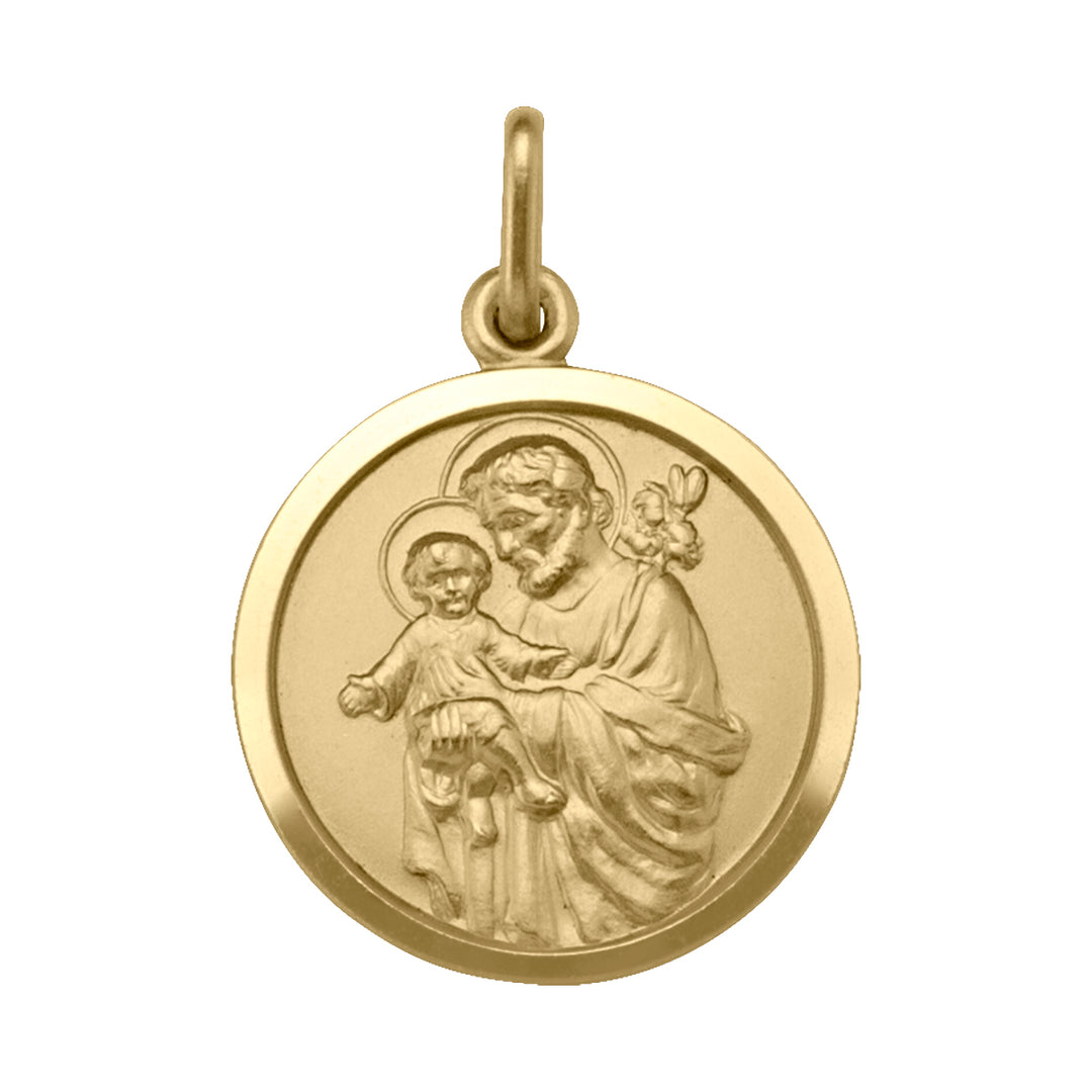 18K Yellow Gold Round St.Joseph Charm