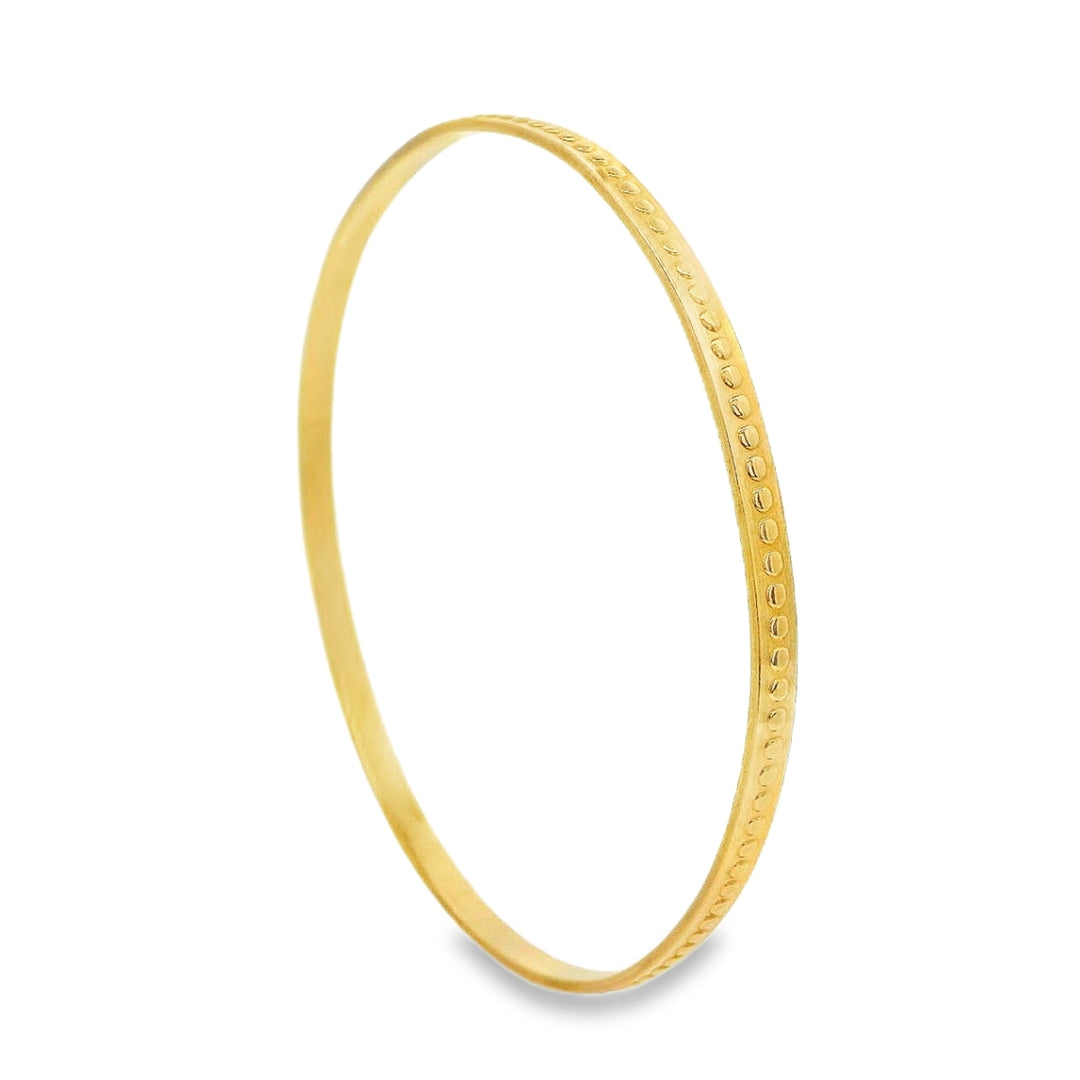 Estate - 10 Karat Yellow Gold 3.33mm Wide Patterned Slip Bangle