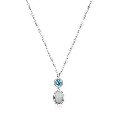 Elle Silver Mirage Necklace With Blue Topaz And Created Opal