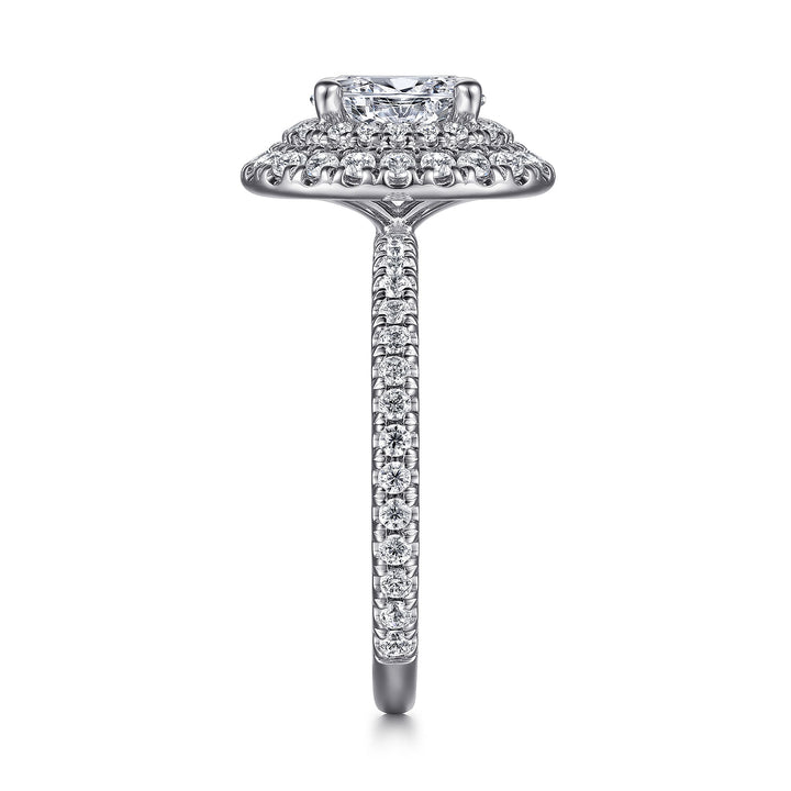 Women's 14K White Gold Double Halo 0.71 CTW Diamond Semi-Mount Engagement Ring