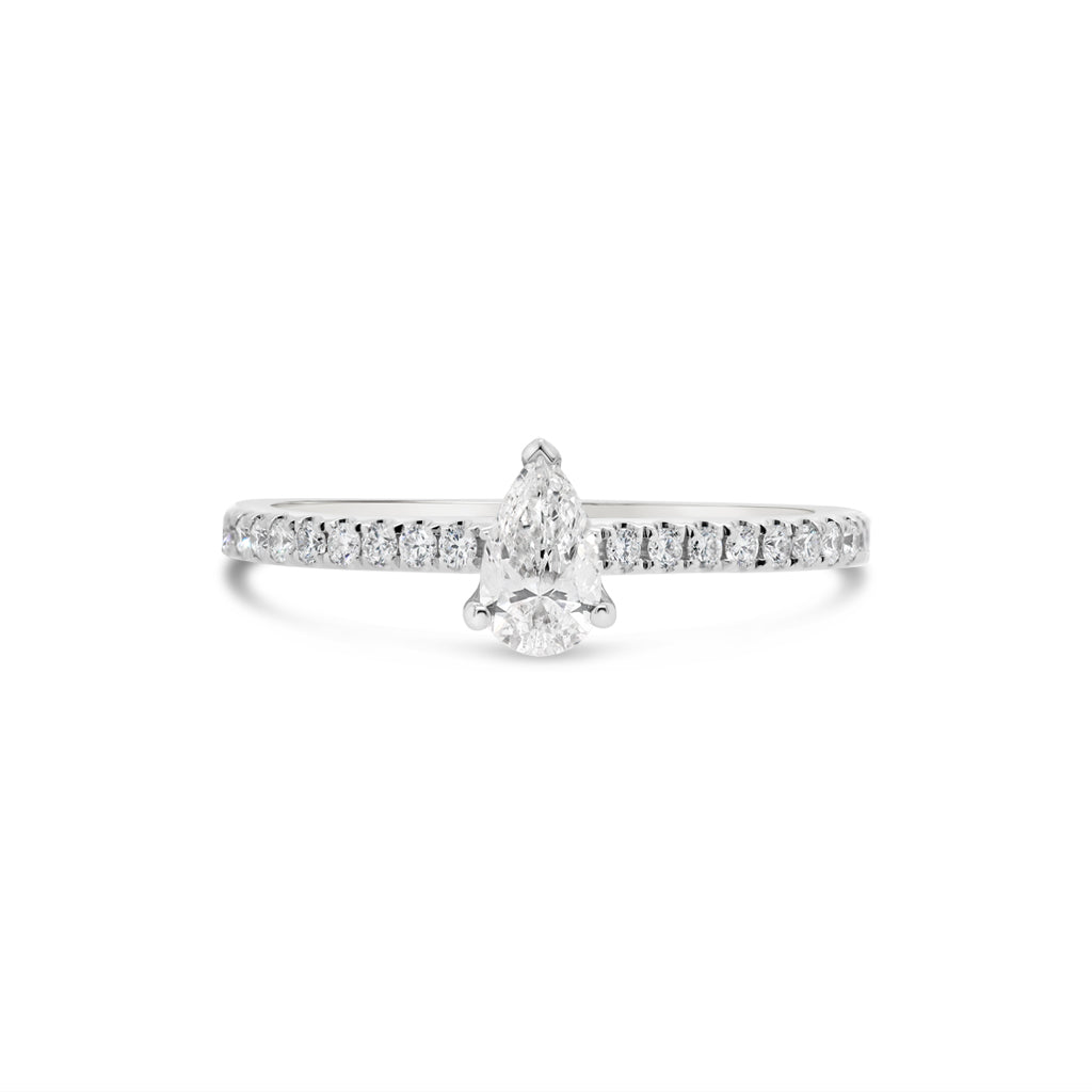 14K White Gold 0.33 CT Pear Shaped Diamond Noam Carver Engagement Ring
