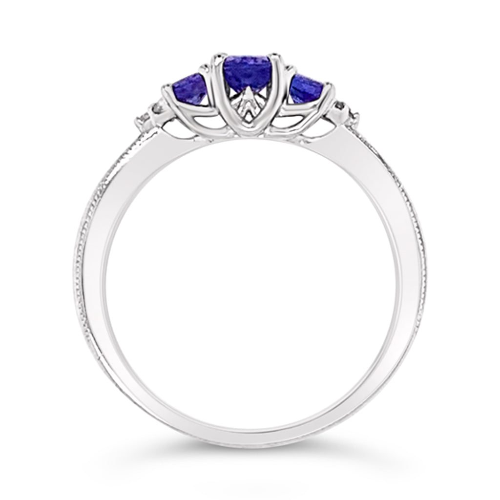 10K White Gold Tanzanite And 0.03 TDW Diamond Women's Ring