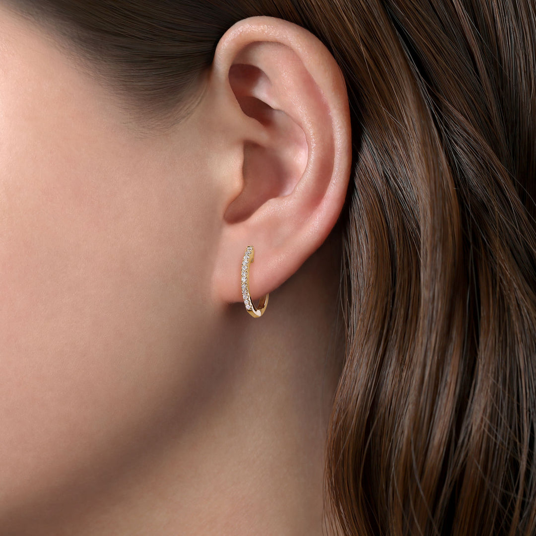 14K Yellow Gold 0.18 CTW Diamond Huggie Earrings