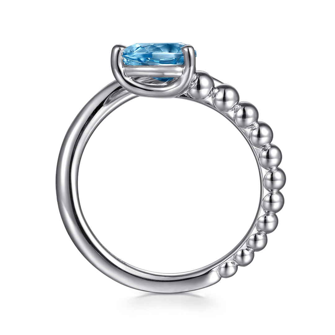 Sterling Silver  Gabriel & Co. Bypass Ring With Blue Topaz