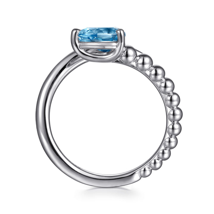 Sterling Silver  Gabriel & Co. Bypass Ring With Blue Topaz