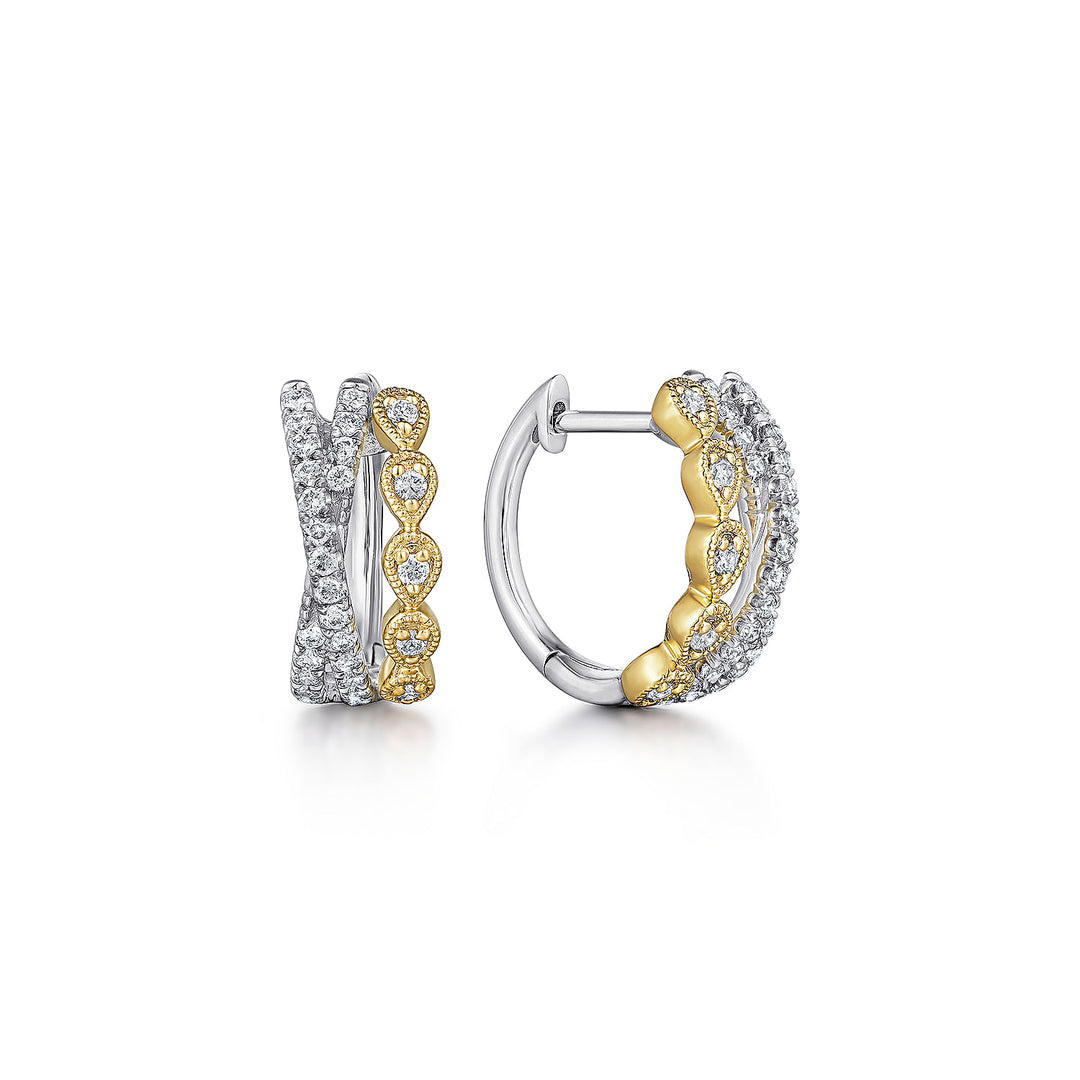 14K White Gold 0.31 CTW Diamond Huggie Earrings