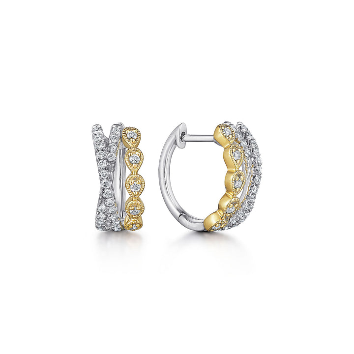 14K White Gold 0.31 CTW Diamond Huggie Earrings