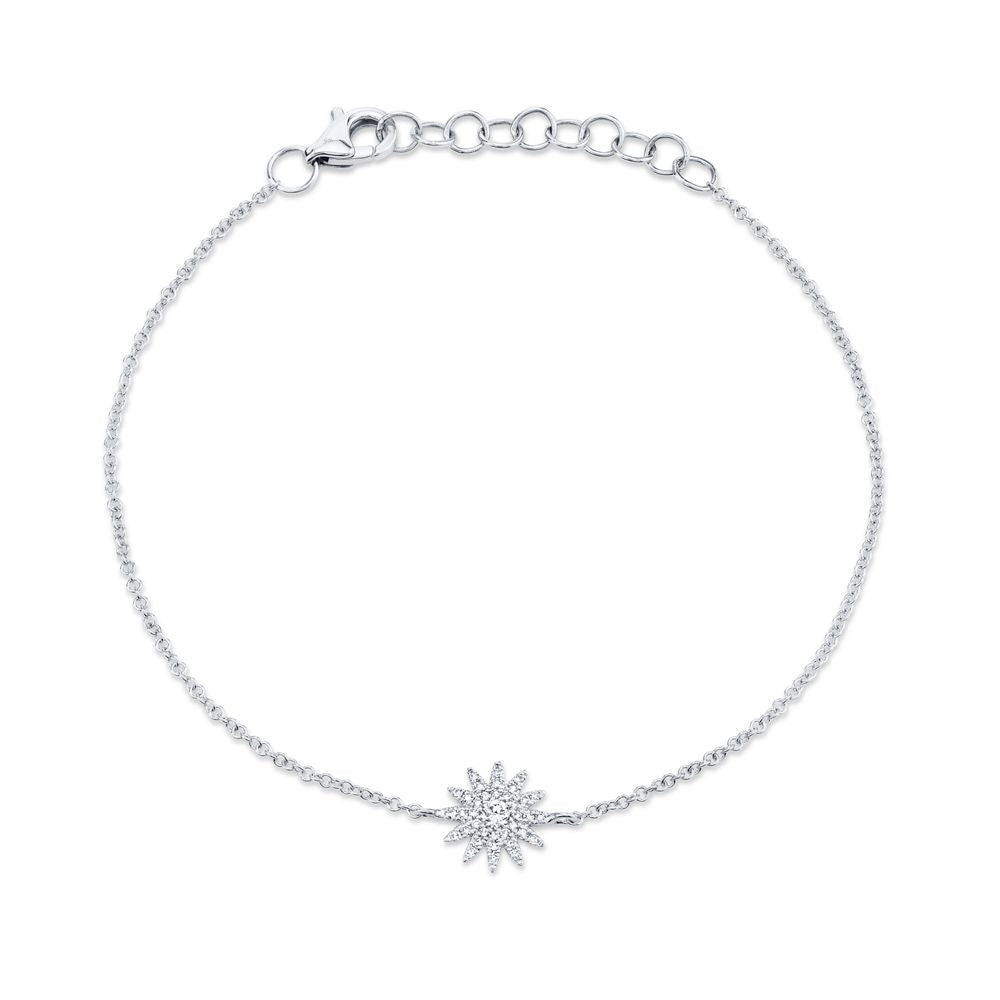 14K White Gold Shy Creation 0.14 CTW Diamond Set Starburst 7" Bracelet