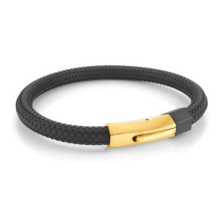 Italgem Matte Black And Yellow Gold Plated Stainless Steel Bracelet [803-03666]