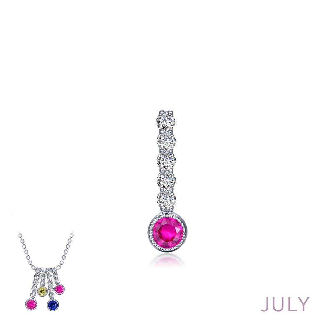 Lafonn Silver Birthstone - July Drop Pendant With Lab Created Ruby [640-07478]