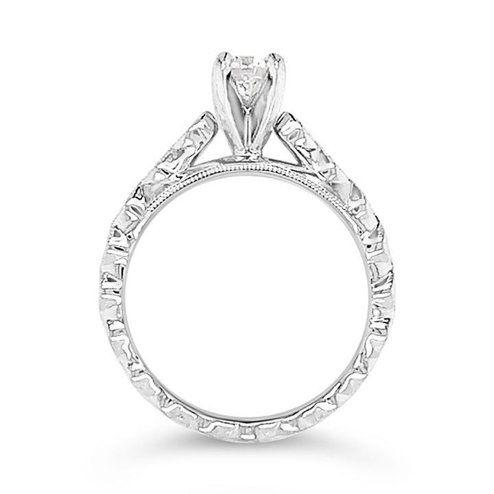 14K White Gold 0.03 CTW Diamond Set Vintage Style Engagement Ring Semi-Mount