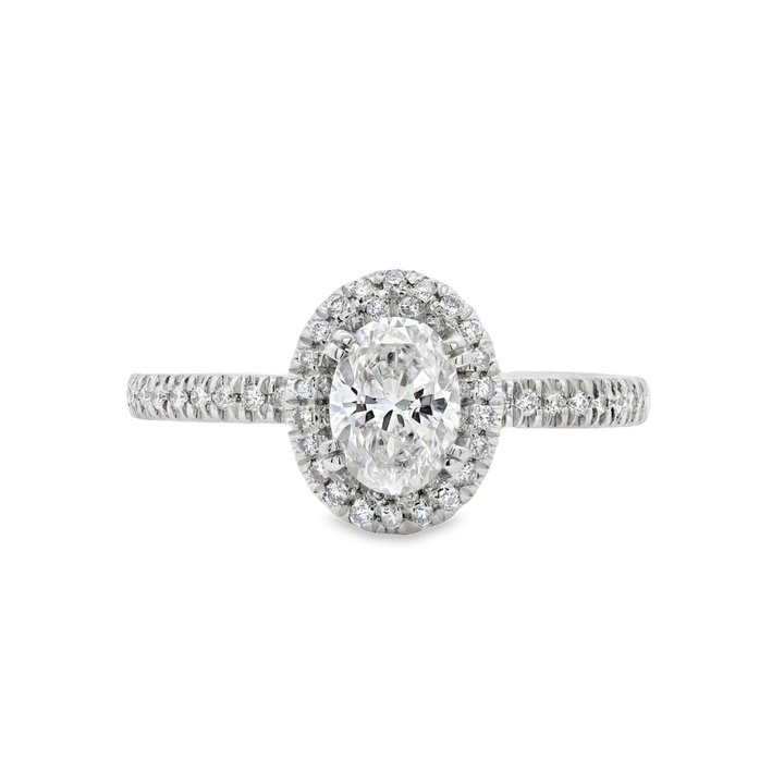 Estate - Platinum 0.75 CTW Diamond Set Halo Engagement Ring, Size 5