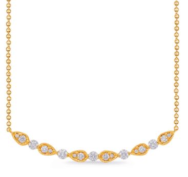 Women's 14K Yellow Gold Bar 0.32 CTW Diamond Necklace With 19.5 Inch Chain