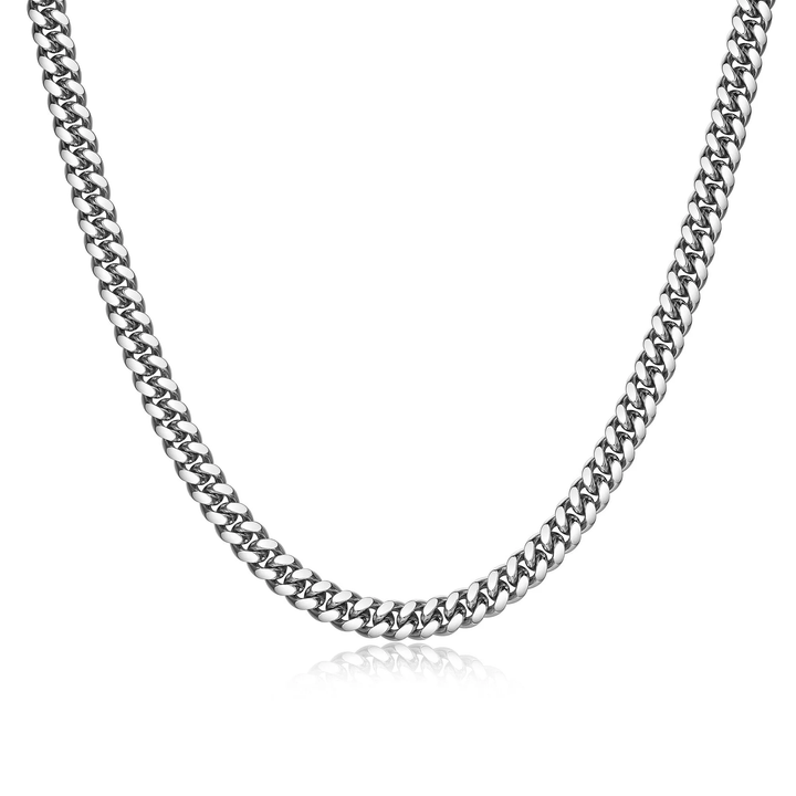 Ethos Men's Sterling Silver Rhodium Plated Medium Curb Link 22" Chain