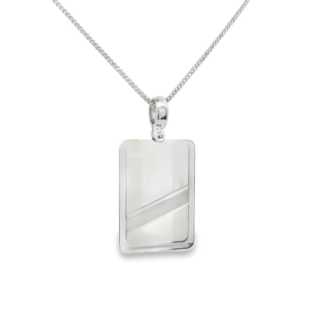 14K White Gold Medium Dog Tag Pendant