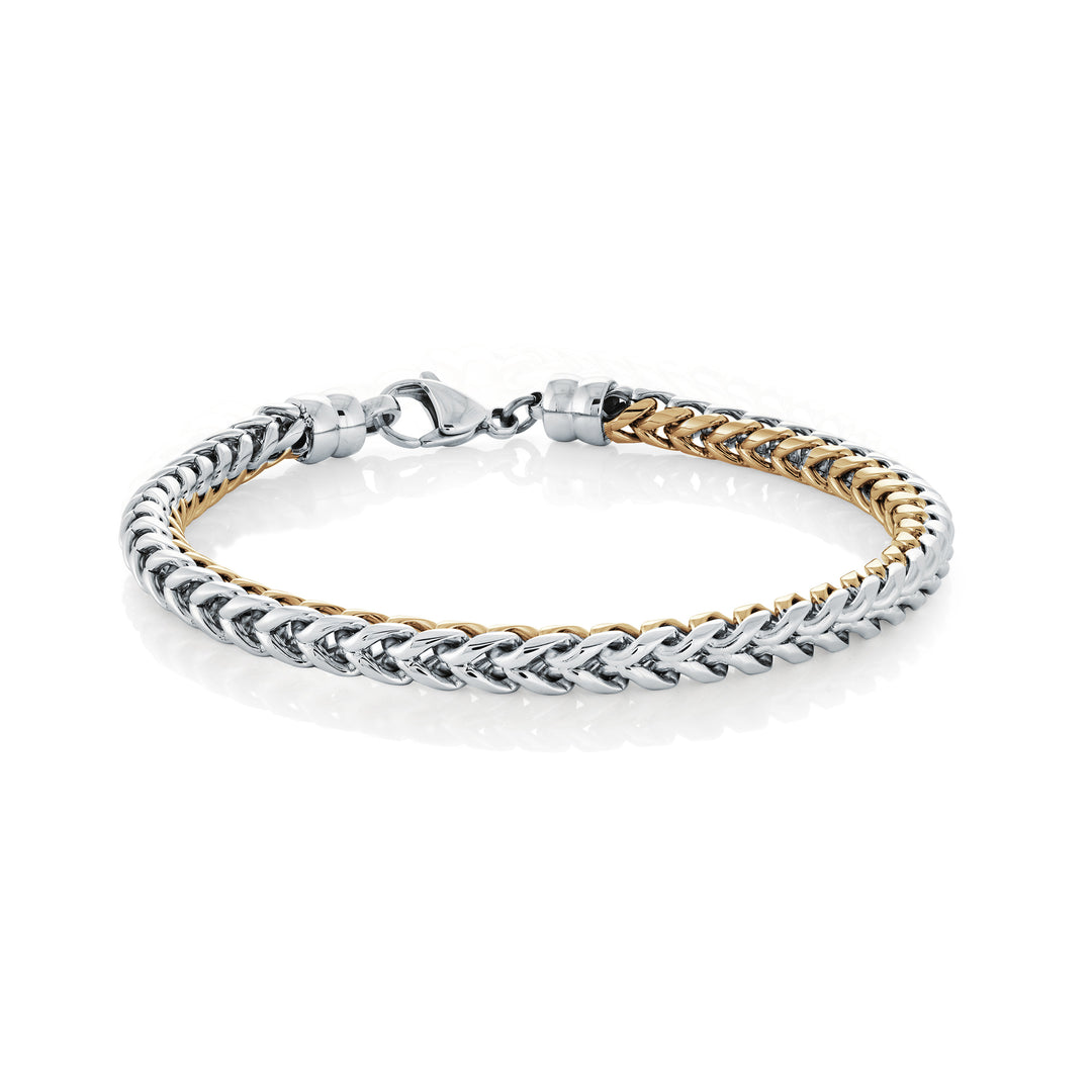 Italgem Stainless Steel And Yellow Gold Plated 5mm Round Franco Link Bracelet