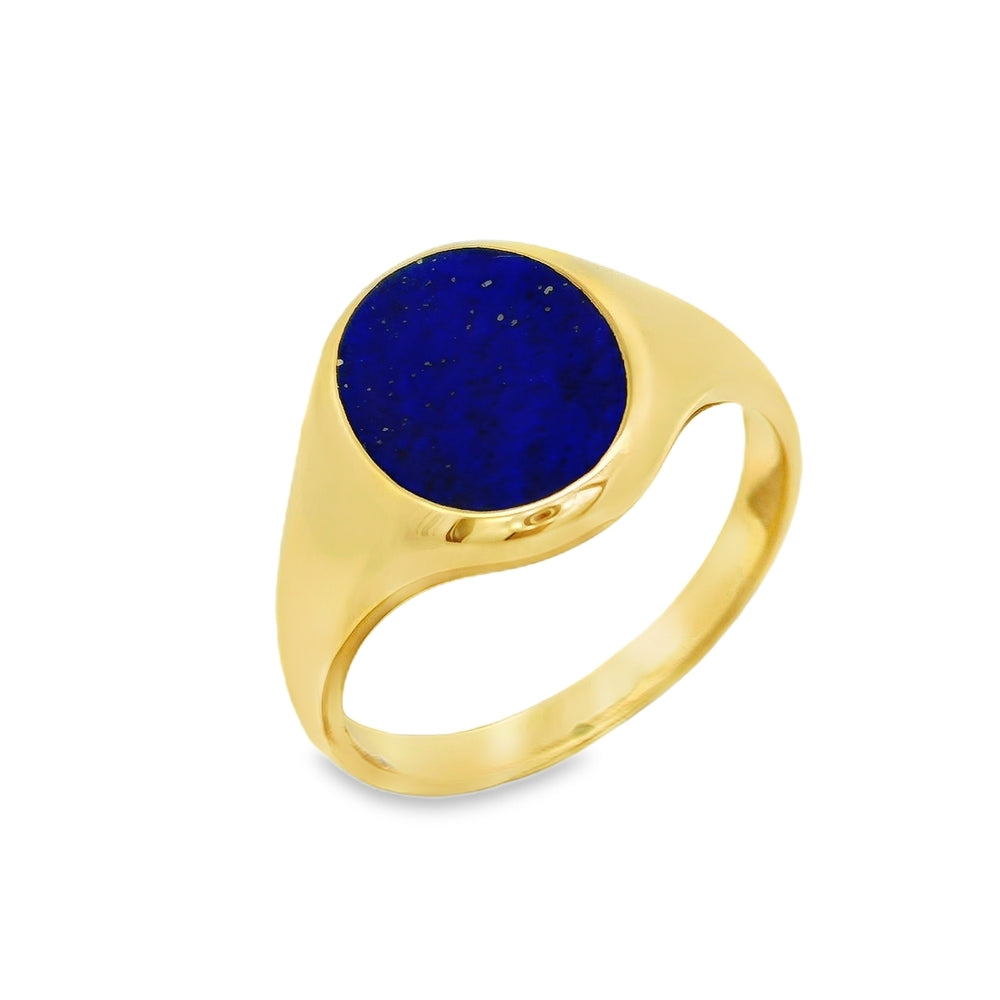 14K Yellow Gold 13x10mm Lapis-Lazuli Men's Ring
