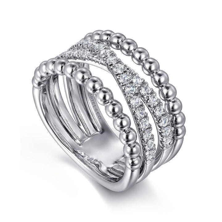 Gabriel & Co. Sterling Silver Criss-Cross Multirow Ring With White Sapphires