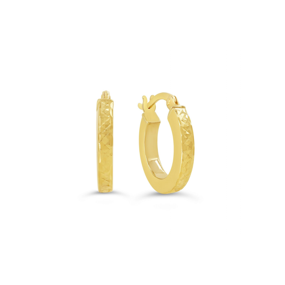10K Yellow Gold Small Diamond Cut Earrings