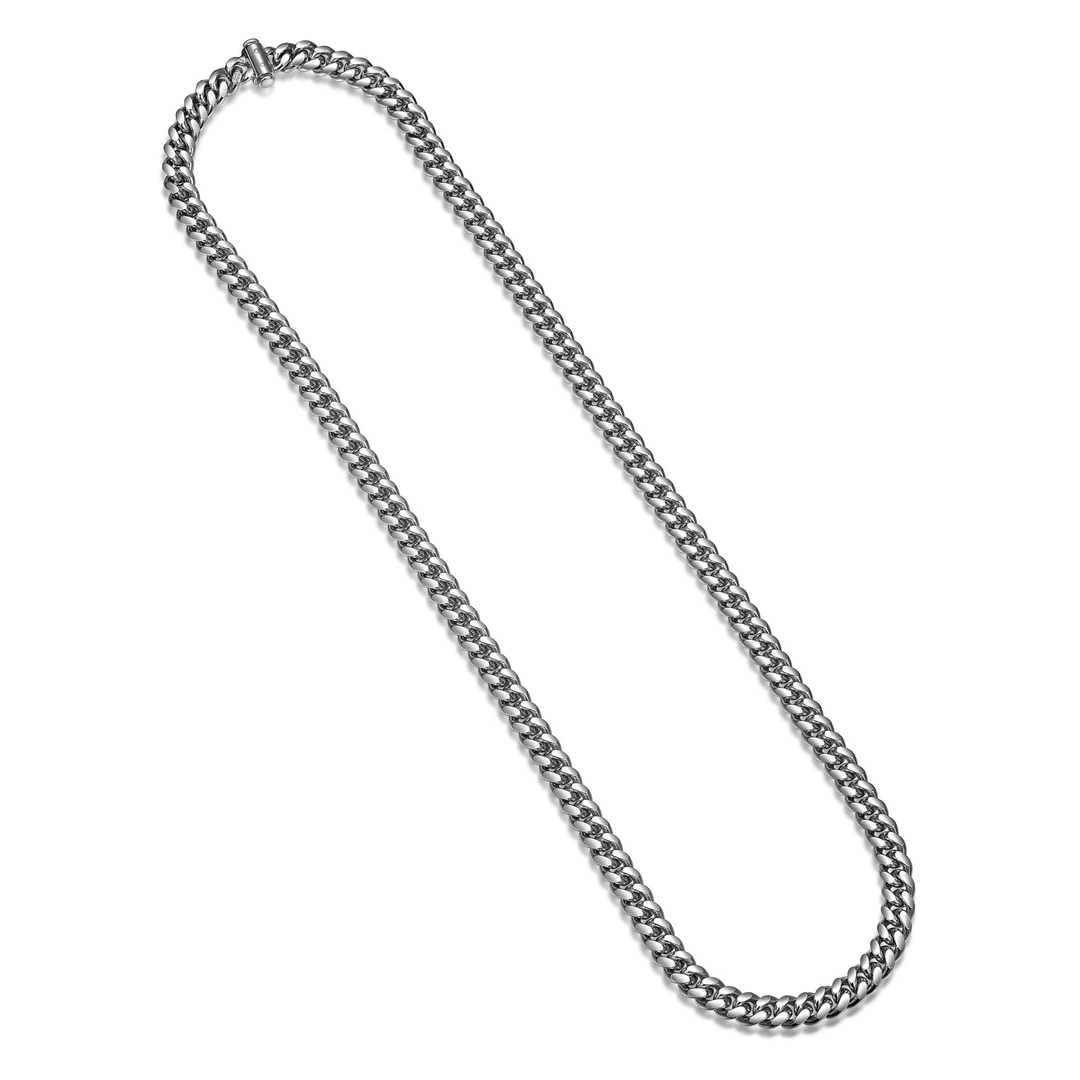 Ethos Men's Sterling Silver Rhodium Plated Medium Curb Link 22" Chain