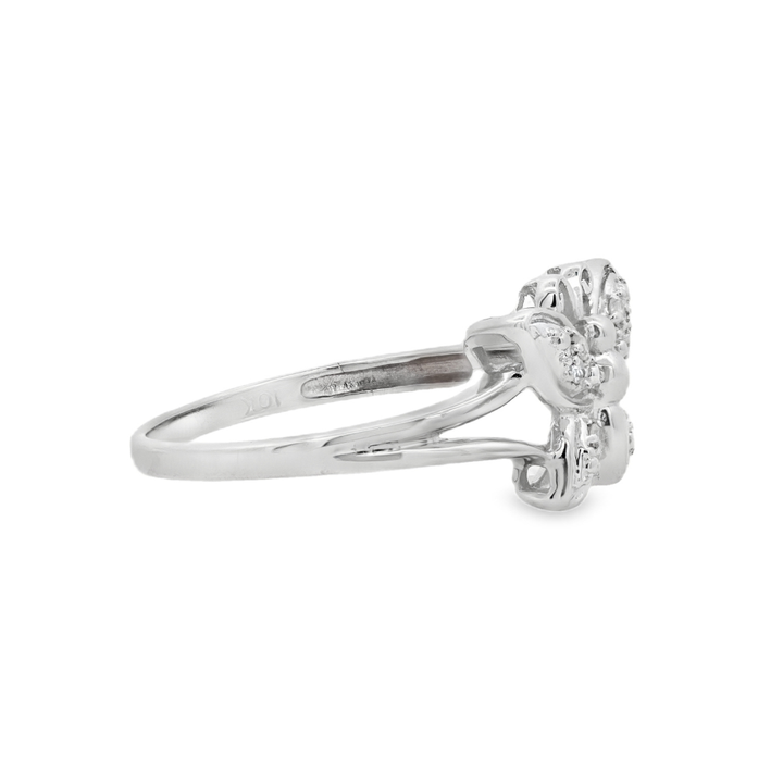 Estate - 10K White Gold 0.06 CTW Diamond Set Butterfly Ring, Size 10