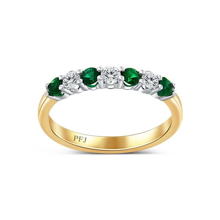 18K Yellow And White Gold 0.31 CTW Emerald And 0.25 CTW Diamond Ring