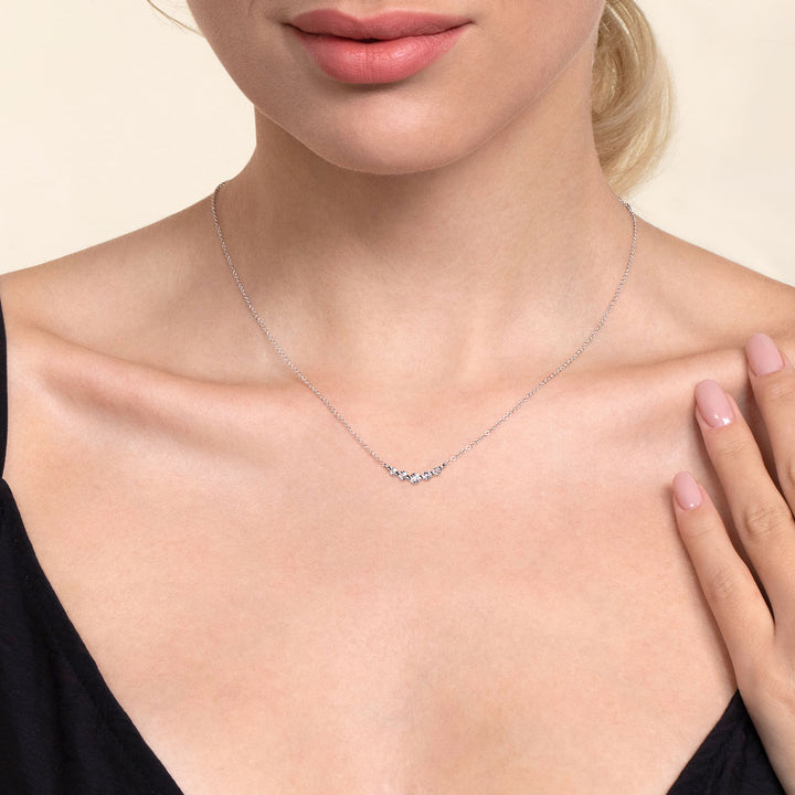14K White Gold 0.28 CTW Round White Sapphire 17.5" Necklace