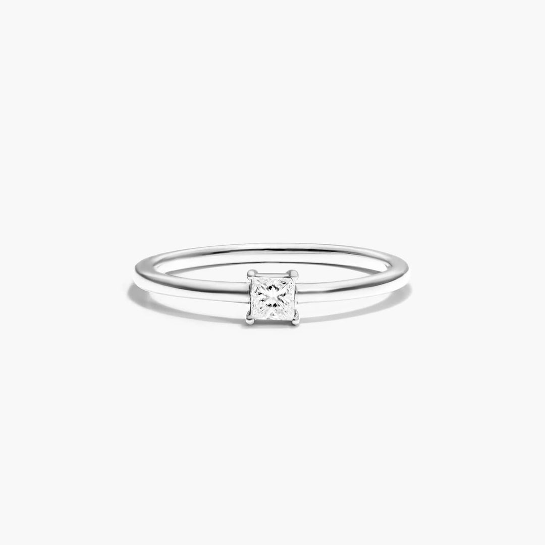 10K White Gold Women's Polished Solitaire Ring Set With One Princess Cut Diamond
