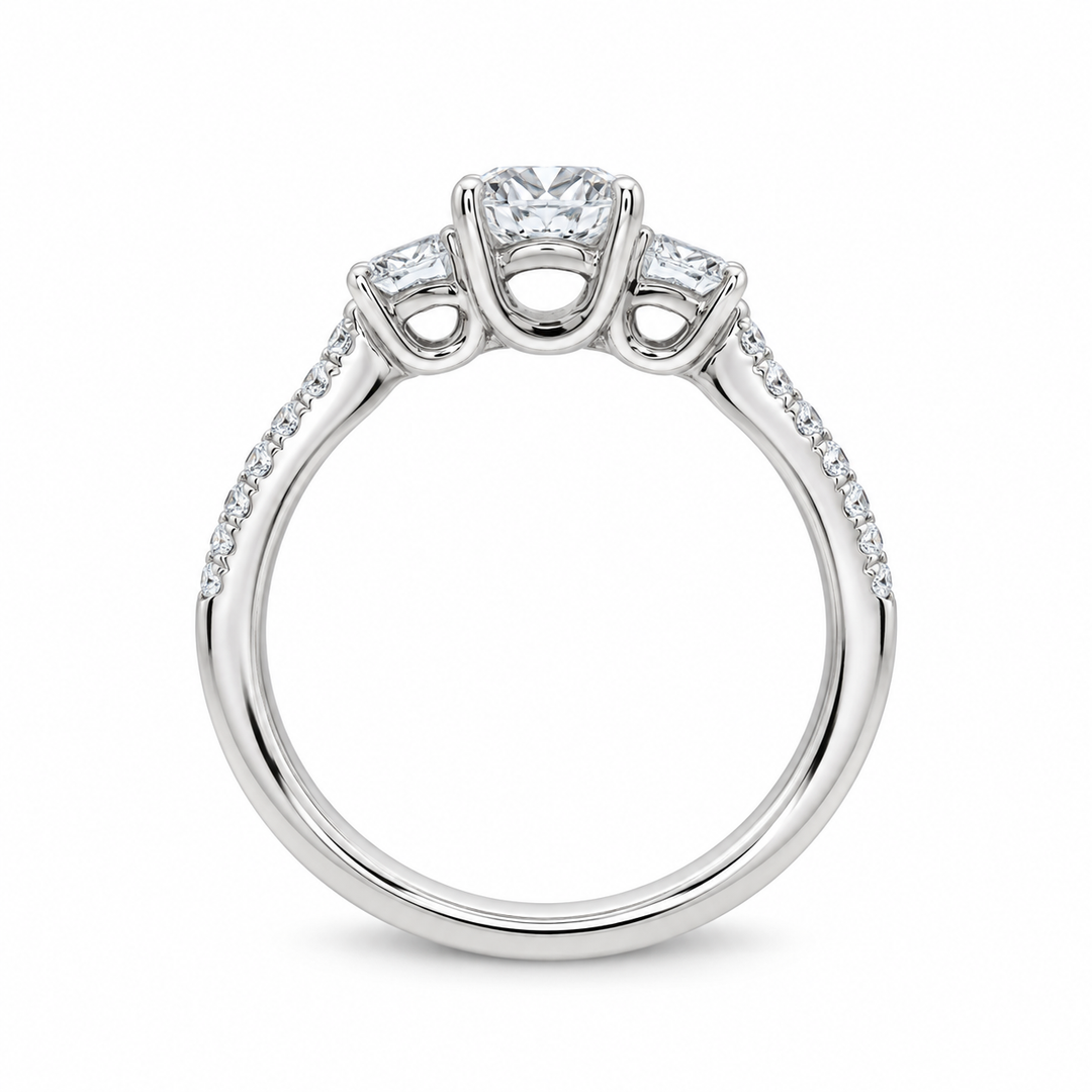 Women's 14K White Gold Three Stone 0.52 CTW Diamond Semi-Mount Engagment Ring