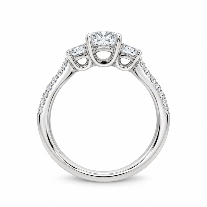Women's 14K White Gold Three Stone 0.52 CTW Diamond Semi-Mount Engagment Ring
