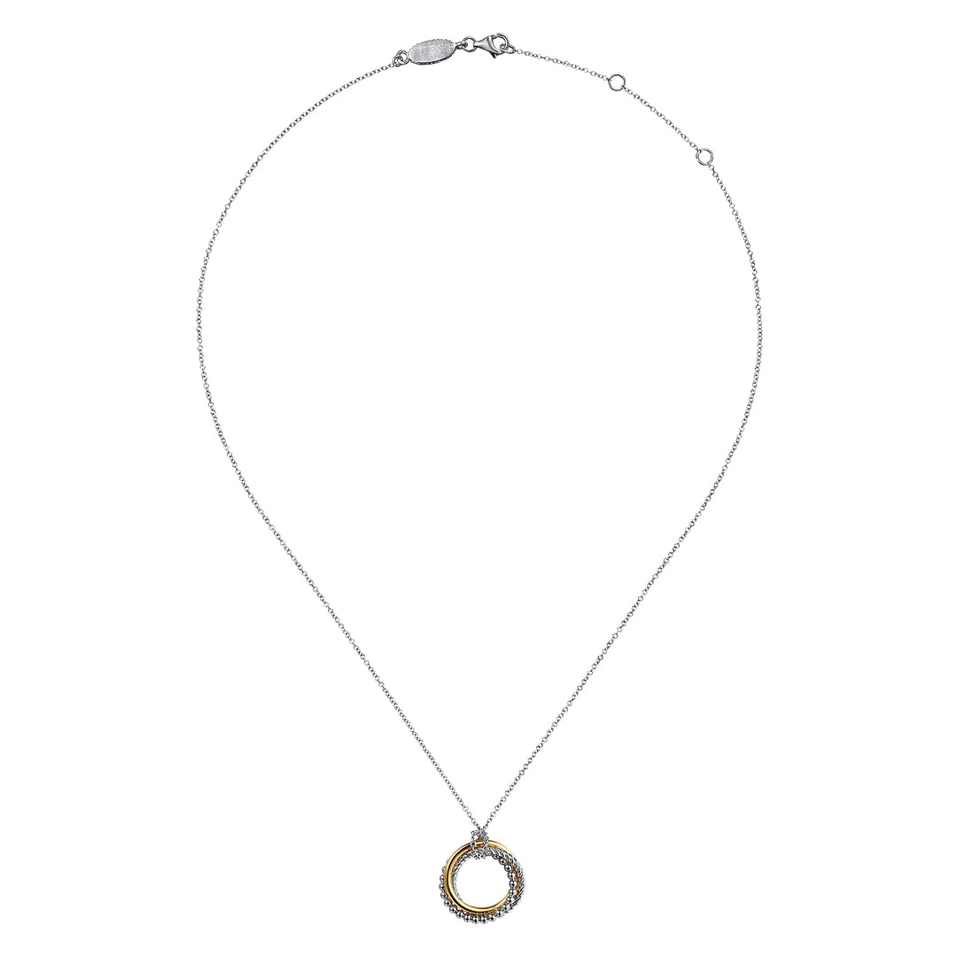 Gabriel & Co. Sterling Silver And 14K Yellow Gold Triple Circle Necklace