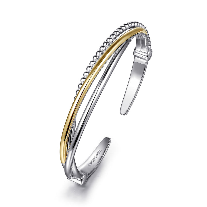 Sterling Silver With 14K Yellow Gold Gabriel & Co. Multi-Row Bangle Bracelet