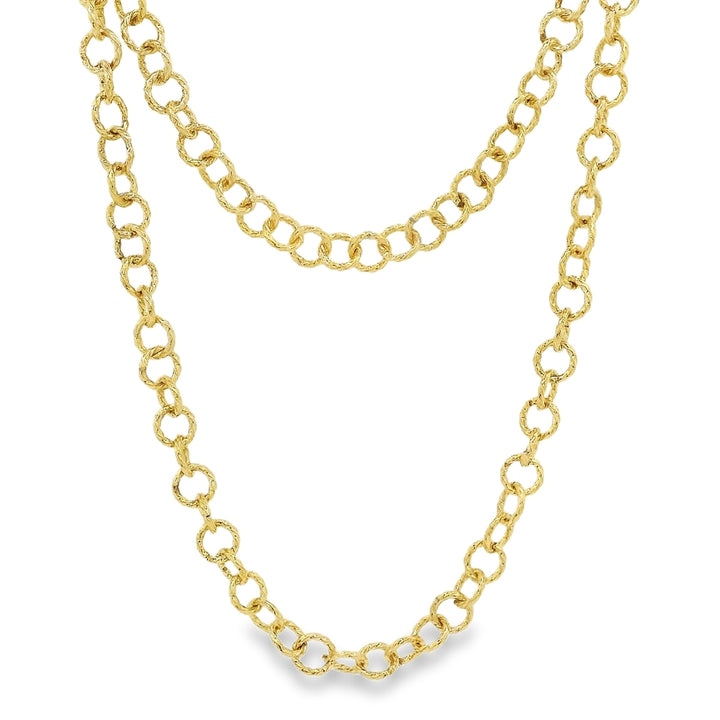 Estate - 18 Karat Yellow Gold Fancy Link 27.5" Chain