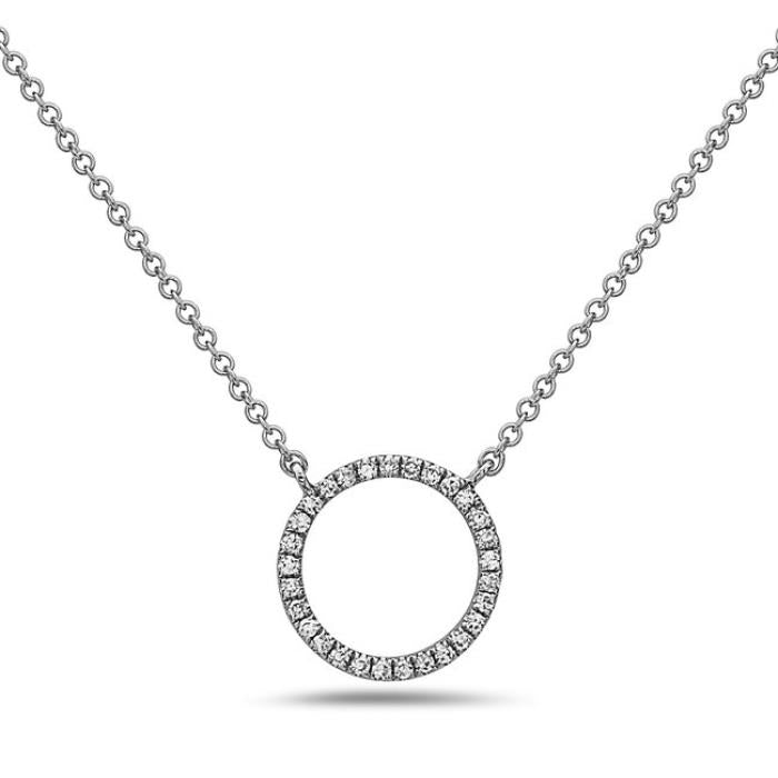 14K White Gold0.09 CTW Diamond Set Circle 18" Necklace