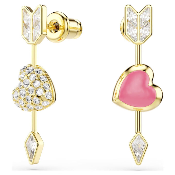 Swarovski Idyllia Gold-Tone Plated Hearts & Arrows Drop Earrings With Clear Crystals 5737295