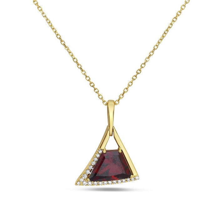 14K Yellow Gold 2.42 CTW Free-Form Garnet And 0.09 CTW Diamond Necklace