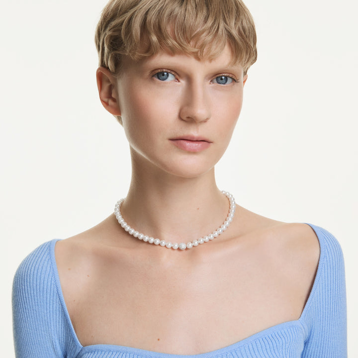 Swarovski Matrix Rhodium Plated Crystal Pearl Necklace 5747746